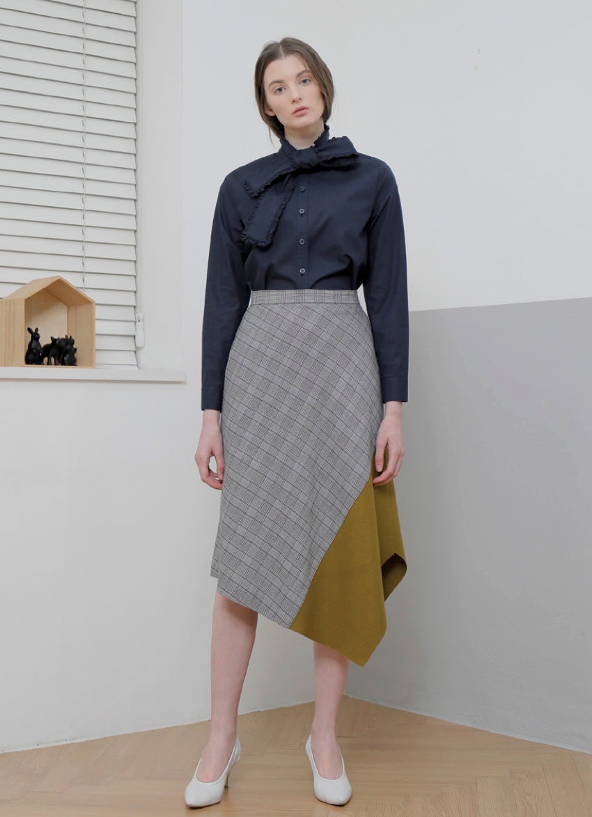 Asymmetrical Check Skirt