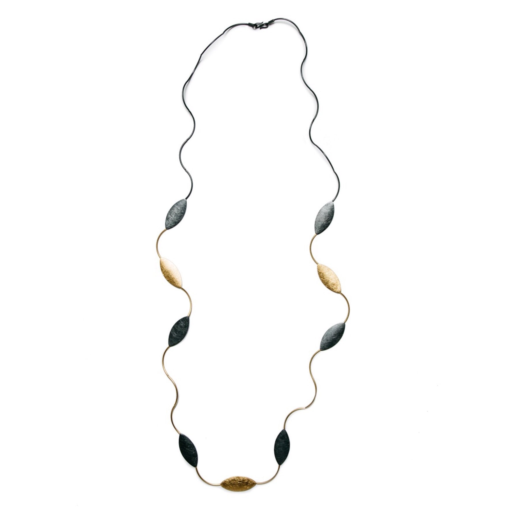 Black Gold Leaf Motif Necklace